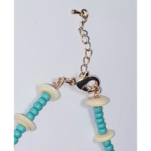 Handmade Sea Jasper focal Choker 15-inch blue, greens, & cream mix of materials! - Picture 2 of 6